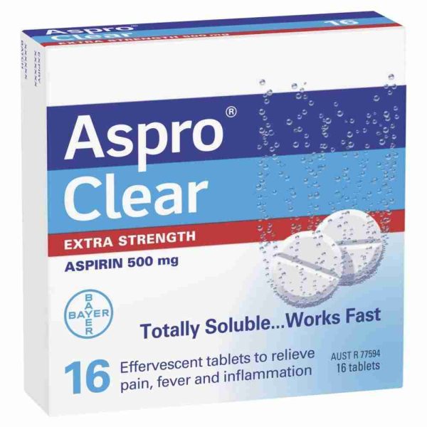 Aspro Clear Extra Strength Pain Relief Aspirin 16 Soluble Effervescent Tablets-0