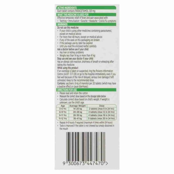 Panadol Children Chewable Tablets 3+ Years, Cherry Flavour, 24 Tablets