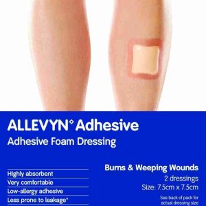ALLEVYN ADHESIVE 7.5X7.5CM 2PK