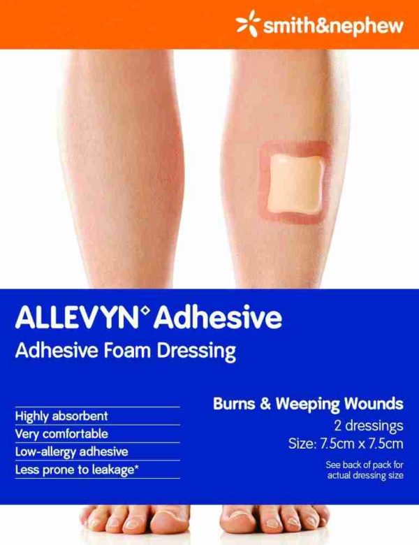 ALLEVYN ADHESIVE 7.5X7.5CM 2PK