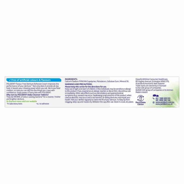 Polident Denture Adhesive Cream Flavour Free 60G