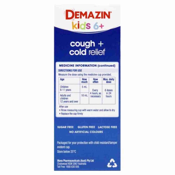 Demazin Kids 6+ Cough & Cold Relief Syrup 200ml