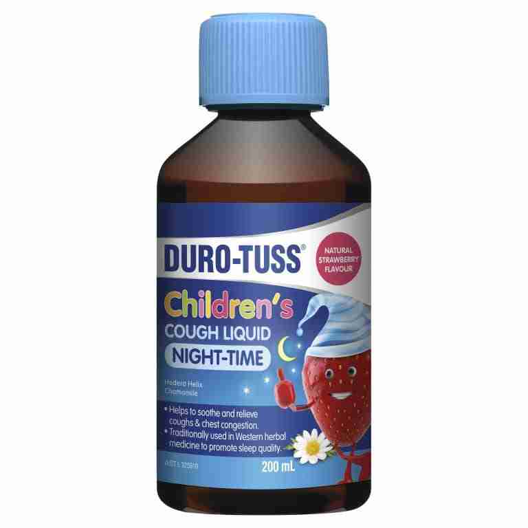 Duro – Tuss Children’S Cough Liquid Night – Time Strawberry Flavour 200ml