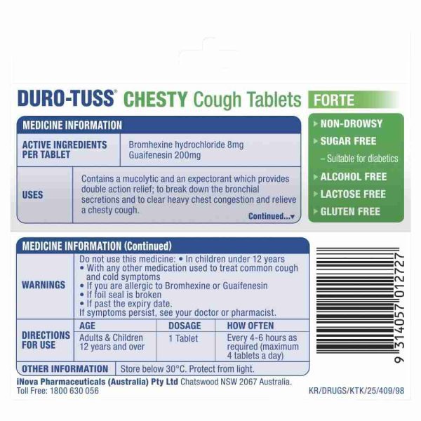 Duro - Tuss Chesty Cough Forte 24 Tablets