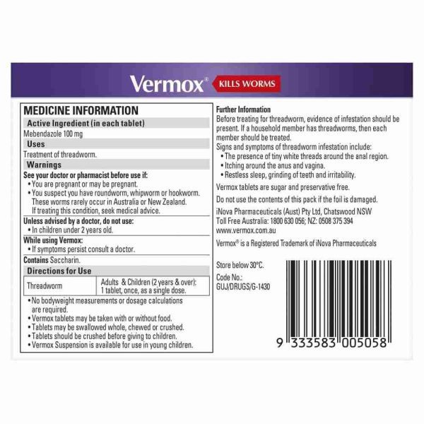 Vermox Worming Treatment Orange