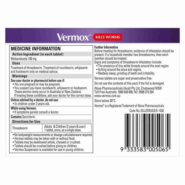 Vermox Worming Treatment Orange