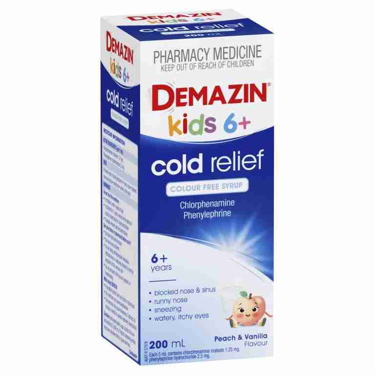 Demazin Kids 6+ Cold Relief Colour Free Syrup 200ml