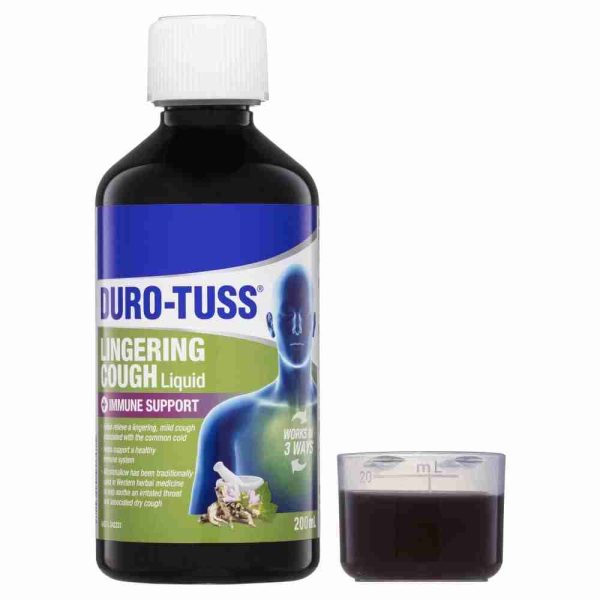 Duro - Tuss Lingering Cough Liquid Immune Support Blackberry & Vanilla 200ml