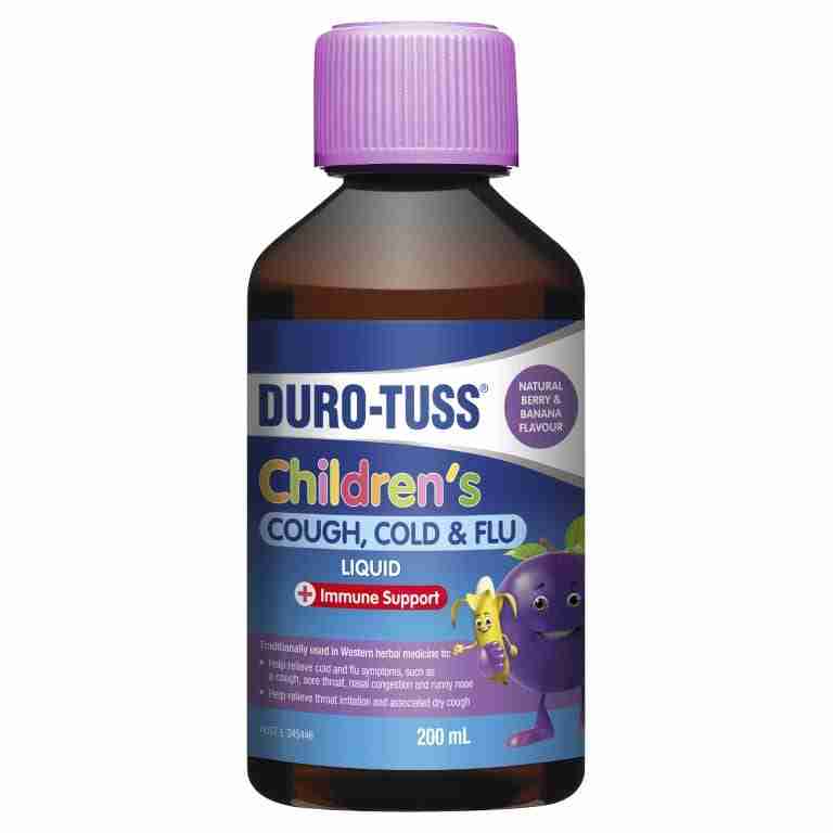 Duro – Tuss Children’S Cough, Cold & Flu Liquid + Immune Support 200ml