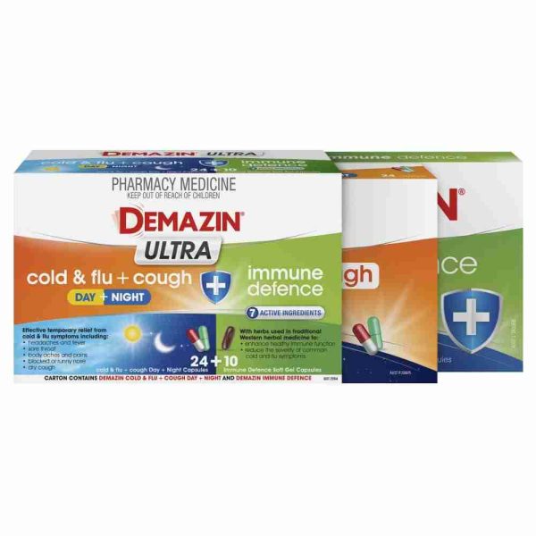 Demazin Ultra Cold & Flu + Cough + Immune Defence 34 Capsules