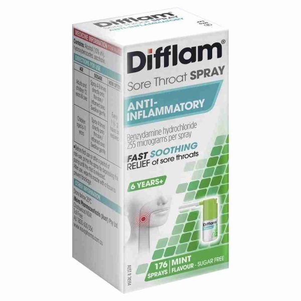 Difflam Sore Throat Spray 176 Sprays 30ml - Fresh Mint Anti - Inflammatory