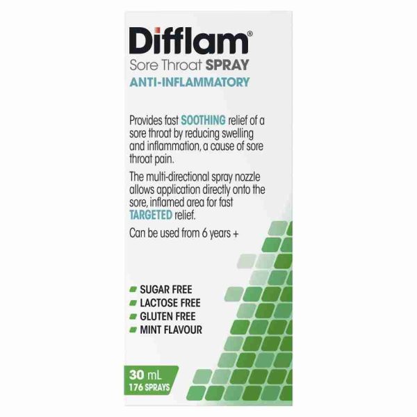 Difflam Sore Throat Spray 176 Sprays 30ml - Fresh Mint Anti - Inflammatory