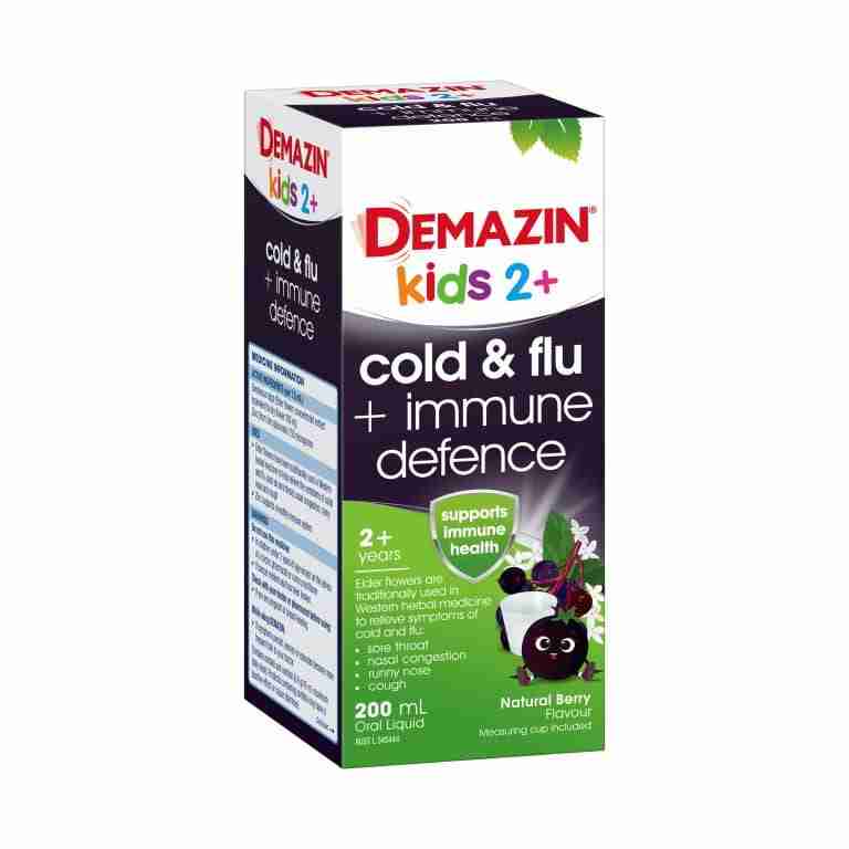Demazin Kids 2+ Cold & Flu + Immune Defence Natural Berry Oral Liquid 200ml