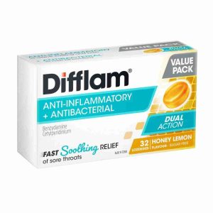 Difflam Sore Throat Lozenge Dual Action Honey & Lemon 32 Lozenges