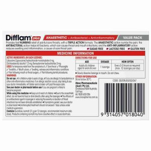 Difflam Plus Sore Throat Triple Action Lozenges Berry 32 Lozenges - Image 4