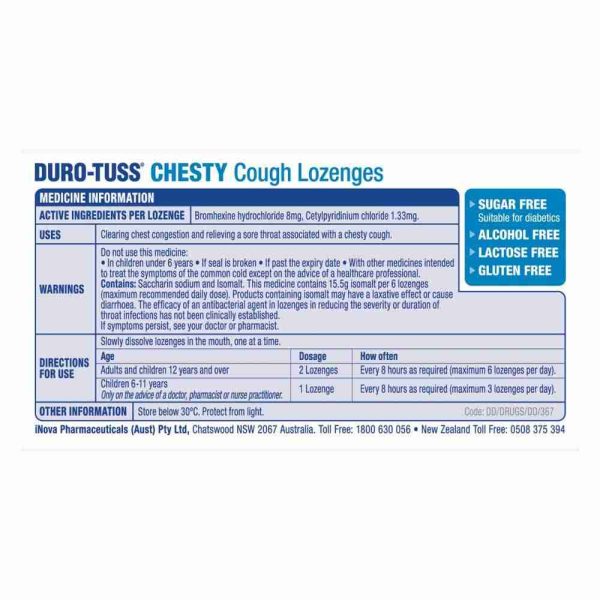 Duro - Tuss Chesty Cough Lozenges Lemon 24 Lozenges