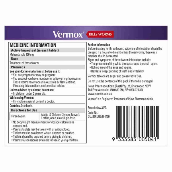 Vermox Worming Treatment Orange