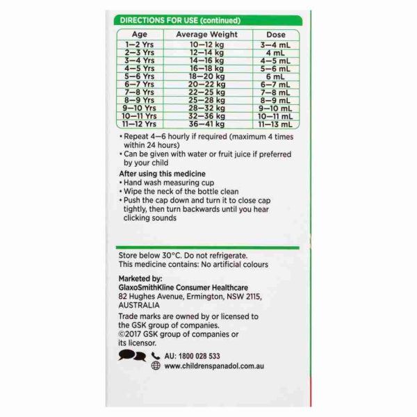 Panadol Children 5 - 12 Years Colourfree suspensionension, Strawberry Flavour, 100ml