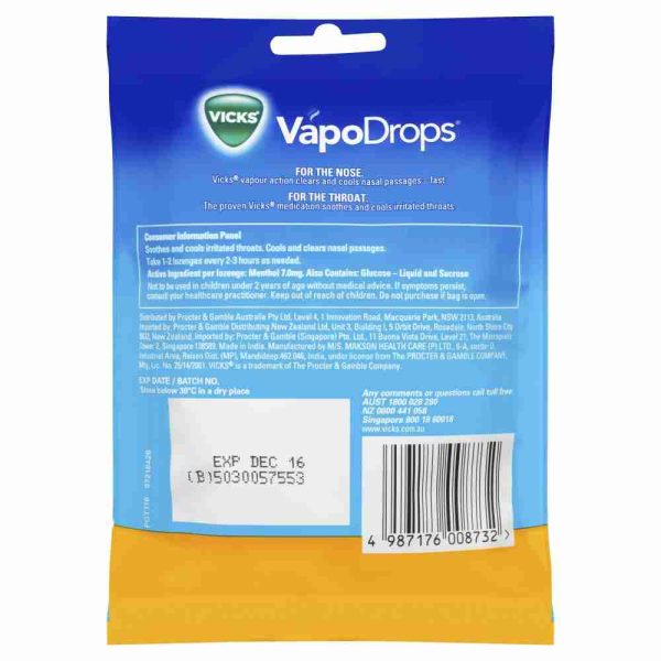Vicks Vapodrops Butter Menthol Lozenges 24 Pack