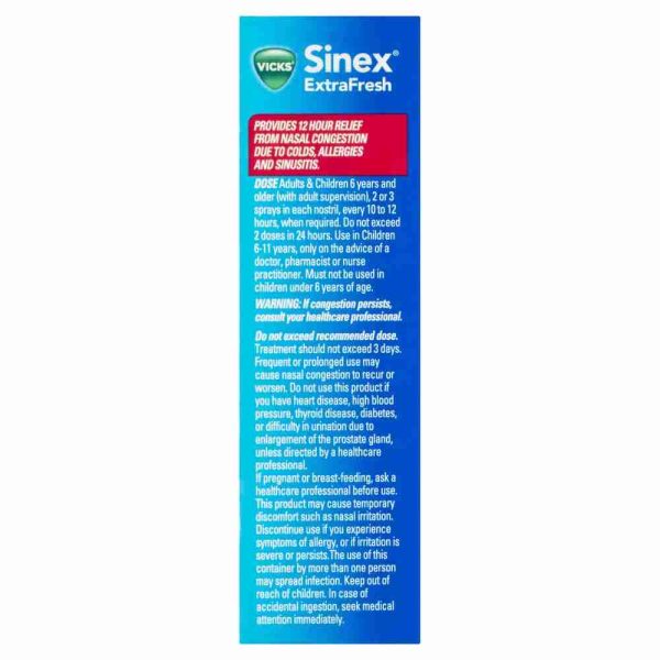 Vicks Sinex Extra Fresh Nasal Decongestant Nasal Spray 15ml