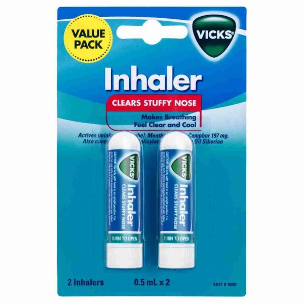 Vicks Inhaler Twin Pack Nasal Congestant Cold 0.5ml x 2