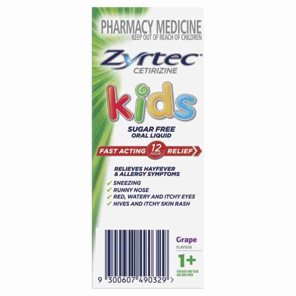 Zyrtec Kids Allergy & Hayfever Relief Antihistamine Grape Liquid 120mL