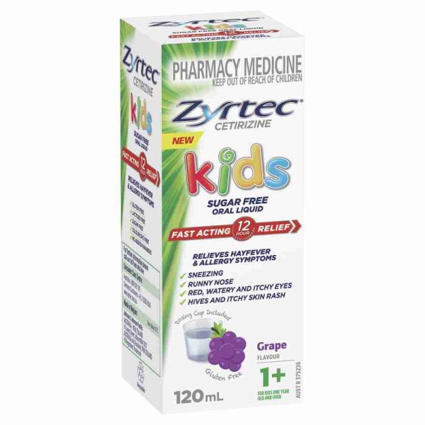 Zyrtec Kids Allergy & Hayfever Relief Antihistamine Grape Liquid 120mL