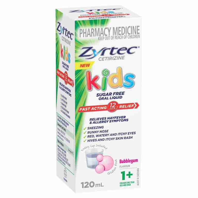 Zyrtec Kids Allergy & Hayfever Relief Antihistamine Bubblegum Liquid