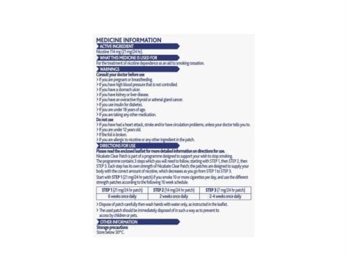 Nicabate Clear Patch Quit Smoking Step 1 21mg 7 Pack