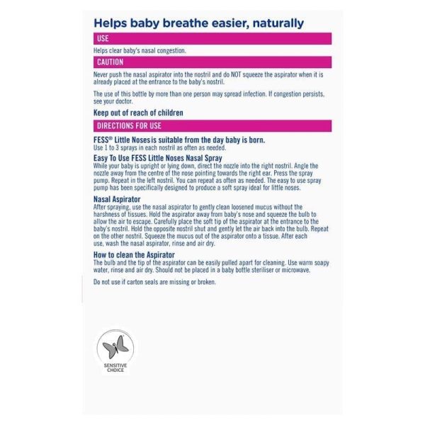 3* Fess Little Noses Saline Nose Spray + Aspirator 15ml