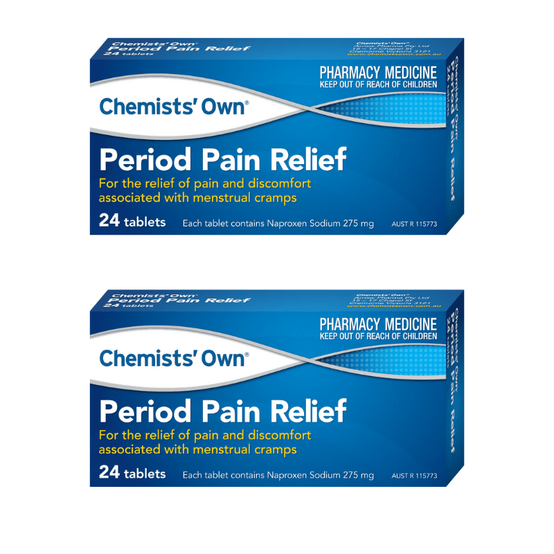 2* Chemists’ Own Period Pain Relief Associated With Menstrual Cramps 24 Tablets