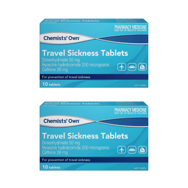 2 x Chemists' Own Travel Sickness For Prevent Sickness During Travel 10 Tablets