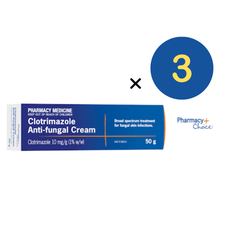 3* Pharmacy Choice Clotrimazole Anti Fungal Cream 50G (Same As Canesten)