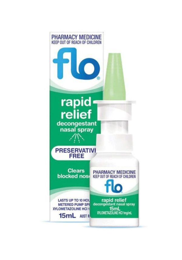 2*Flo Rapid Relief Decongestant Nasal Spray - Clear Blocked Or Runny Nose 15ml