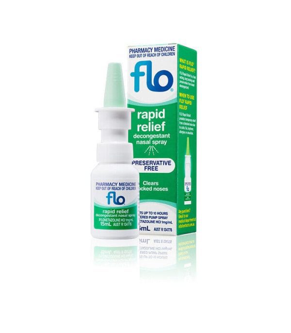 2*Flo Rapid Relief Decongestant Nasal Spray - Clear Blocked Or Runny Nose 15ml
