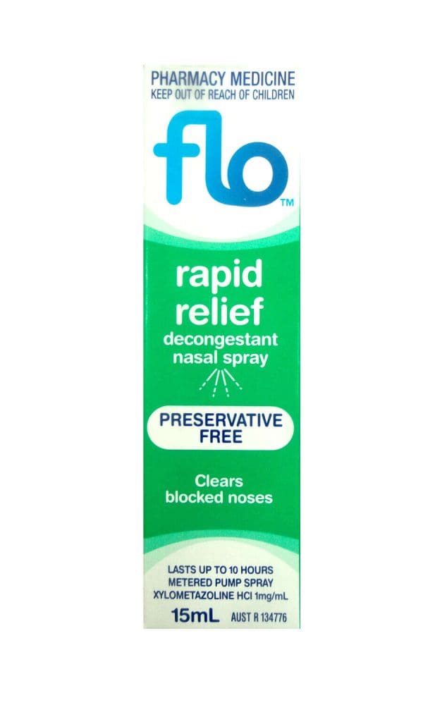 2*Flo Rapid Relief Decongestant Nasal Spray - Clear Blocked Or Runny Nose 15ml