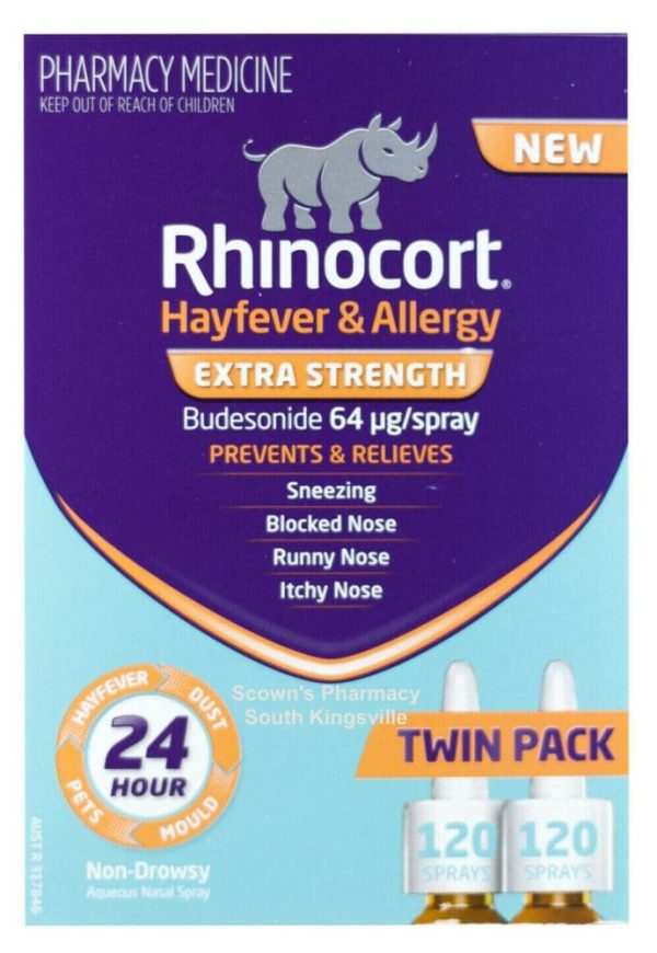 Rhinocort Extra Strength Non-Drowsy 24 Hour Hayfever & Allergy Relief Nasal Spray Twin Pack 2 x 120 Sprays