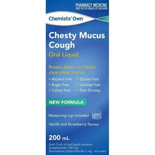 Chemists' Own Chesty Mucus Cough Oral Liquid Helps Clear Chest Mucus 200ml