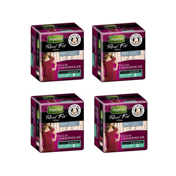 4* Depend Women Real Fit Underwear Extra Large Discreet Breathable 8
