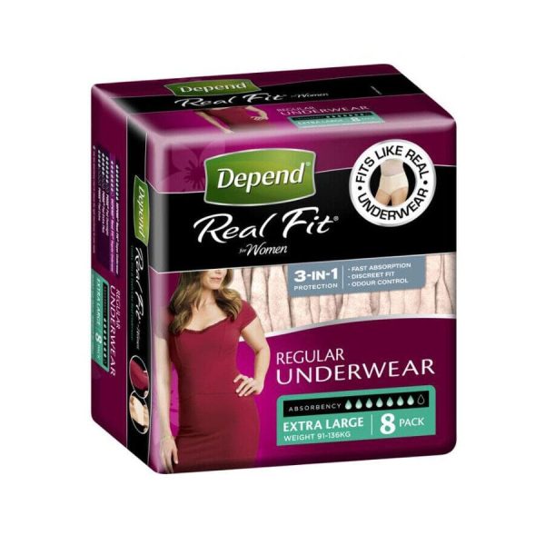 4* Depend Women Real Fit Underwear Extra Large Discreet Breathable 8