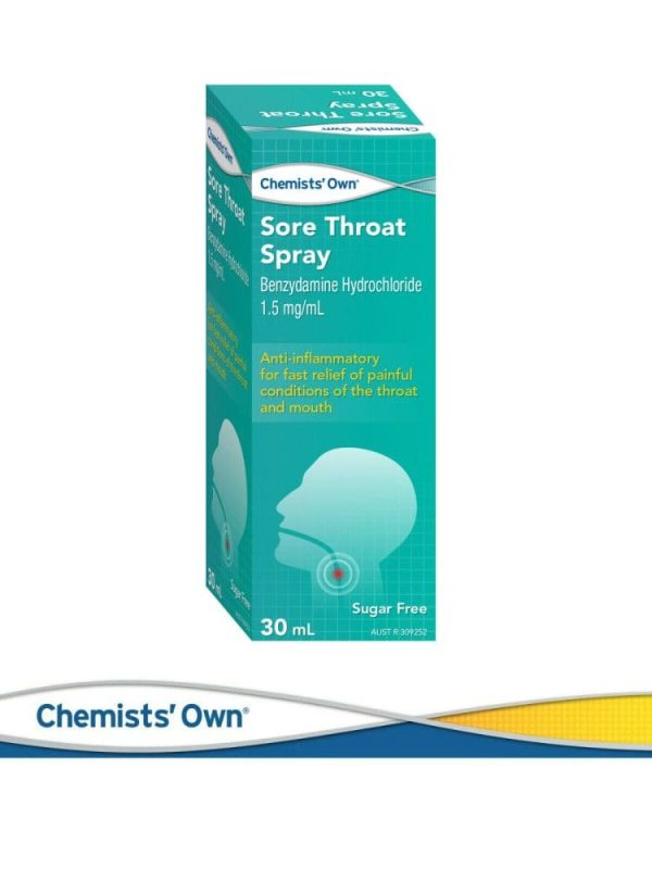 2* Chemists' Own Sore Throat Spray Anti - Inflammatory For Throat & Mouth 30ml