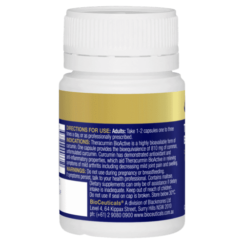 Bioceuticals Theracurmin Bioactive 60 Capsules Highly Bioavailable Curcumin