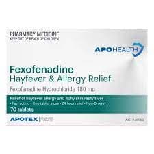 APOHEALTH Fexofenadine 180 Hayfever & Allergy Relief Tablet Blister Pack 70