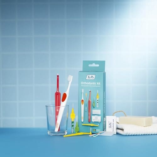 Tepe Orthodontic Kit 10Pcs Oral Care Kit For Cleaning Braces And Implants Interdental Cleaning Tools Good For Teeth Cleaning Plaque Removal Dental Kit With Orthodontic Wax