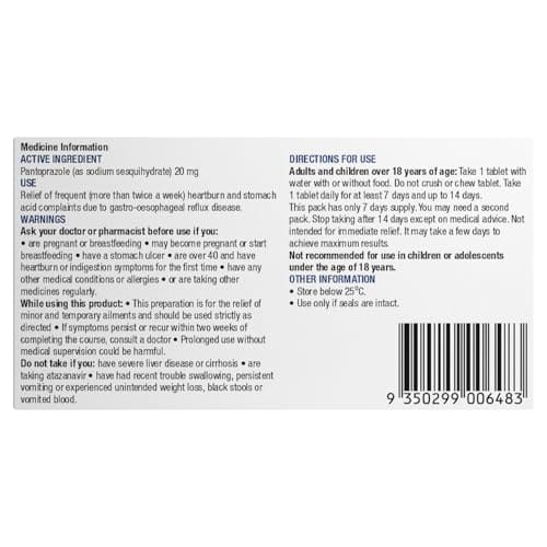Chemists' Own Heartburn Relief Pantoprazole Tablets 20mg 7