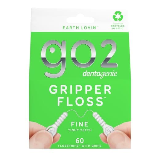 Dental Floss GO2 Dentagenie Gripper Fine Floss - 60 Flosstrips with Grips