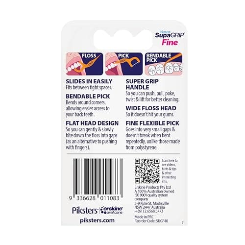 Piksters SupaGRIP Floss Picks Fine 40pk
