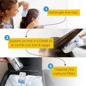 V - Comb A1 Rechargeable Chemical - Free Head Lice Eggs Suction Comb W 4 Capture Filters - Image 6