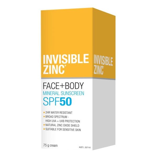 Invisible Zinc SPF50 Face And Body Sunscreen 75G