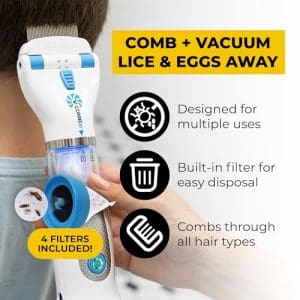 V - Comb A1 Rechargeable Chemical - Free Head Lice Eggs Suction Comb W 4 Capture Filters - Image 3